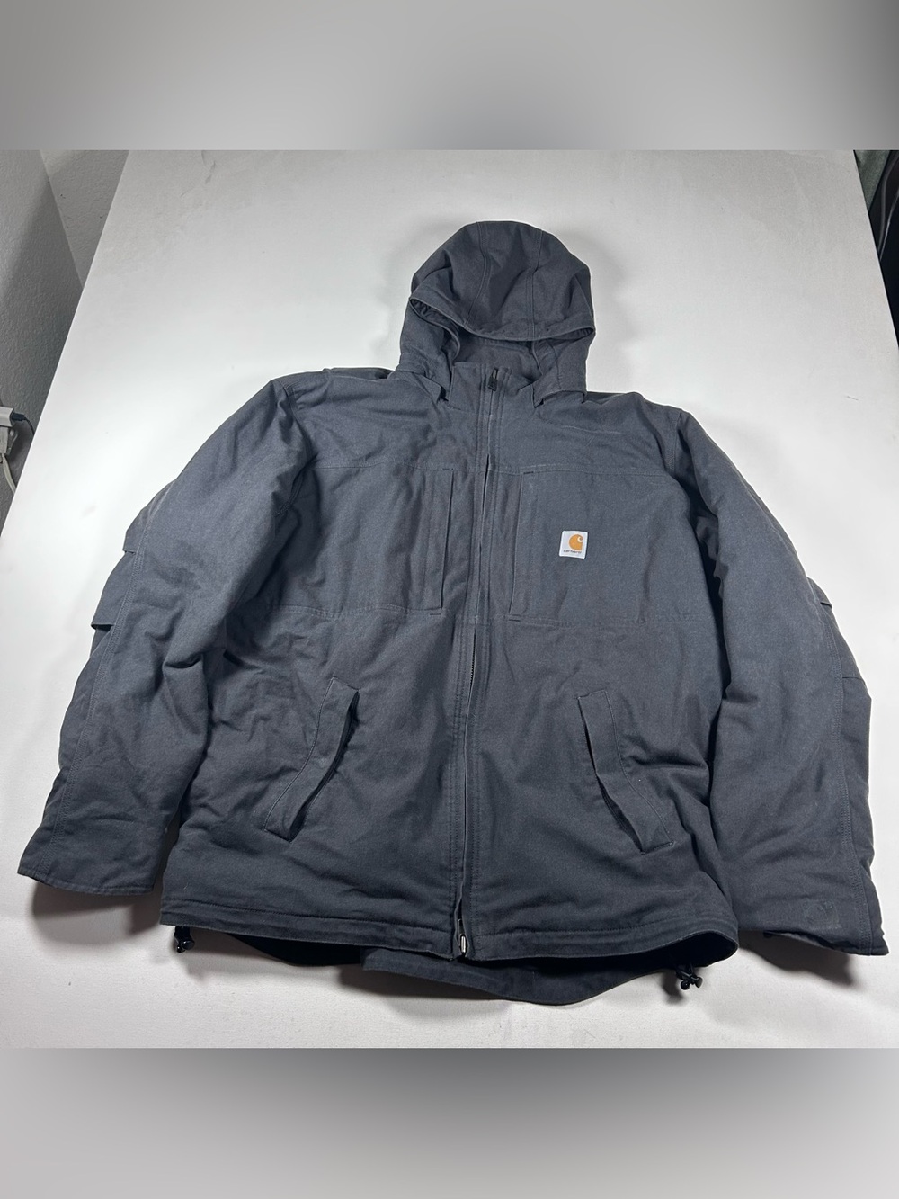 Carhartt Full Swing Jacket Mens 2XLT Tall Duck Removable Hood Insulated Gray